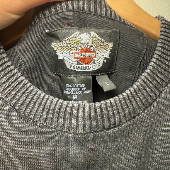 Harley Davidson Men's Faded Heavyweight Ribbed Knit Top Black Size Large - Picture 3 of 5